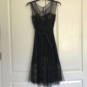 White House Black Market Black dress w/gold floral